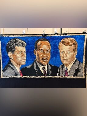 Vintage John F Kennedy Robert Kennedy Martin Luther King 19 x 38 Tapestry EUC